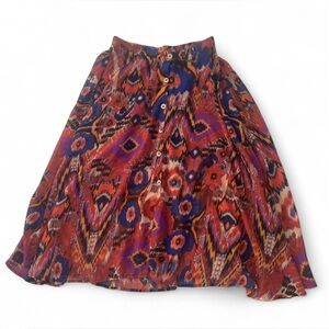 Live 4 Truth Abstract Boho Hippie Midi Skirt Lined Size 1 Button Front